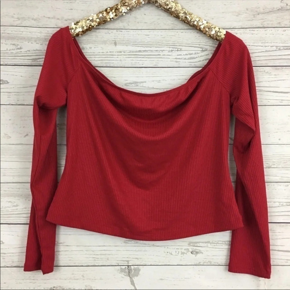Ribbed Off the Shoulder Long Sleeve Top​​​​​​​​​​ - Picture 2 of 2